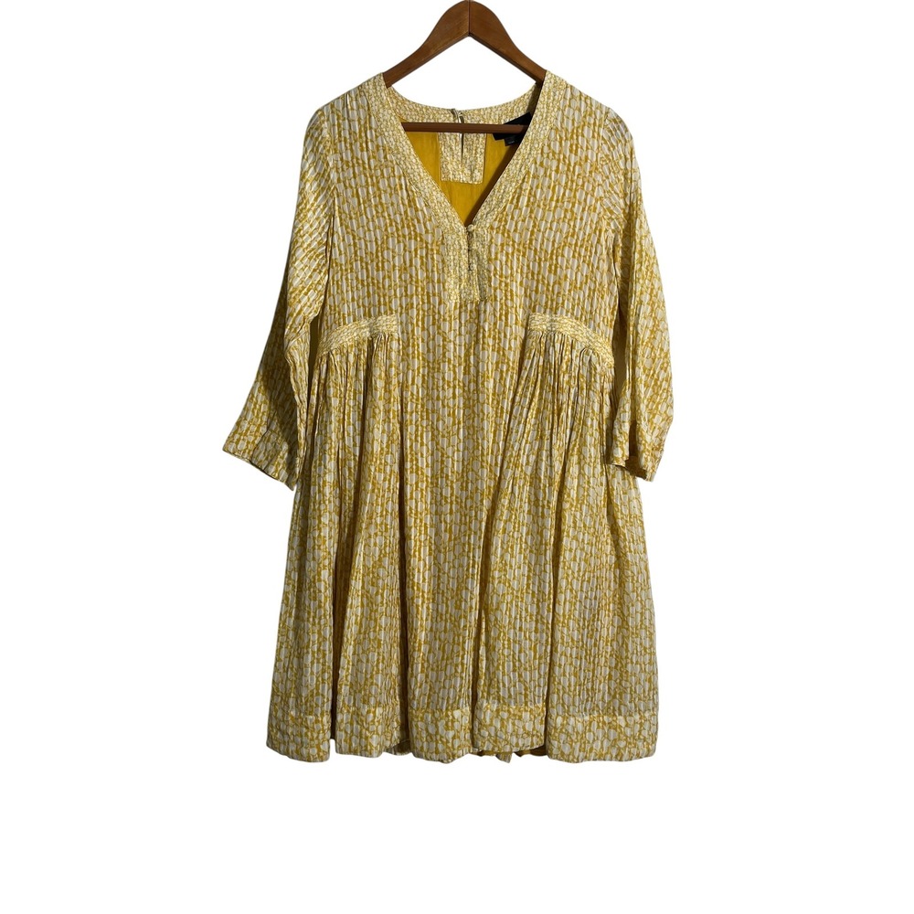 HATCH Kenzie Maternity Mini Dress in Yellow Floral Crinkle with Pockets - Picture 4 of 15